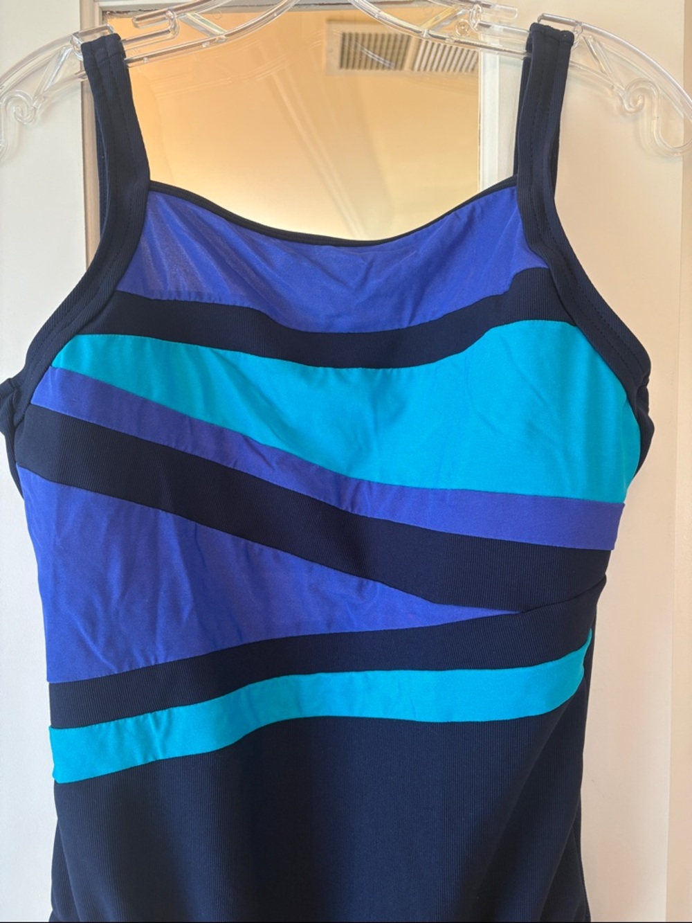 18 Up stream athletica Navy, Teal & Royal Blue Colorblock One-Piece Swimsuit